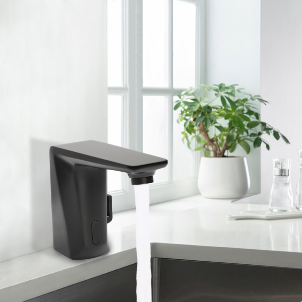 Touchless Automatic Electronic Basin Faucet with Sensor and Supply Hose Automatic Sensor Faucet Suitable For Homes Restaurants Black