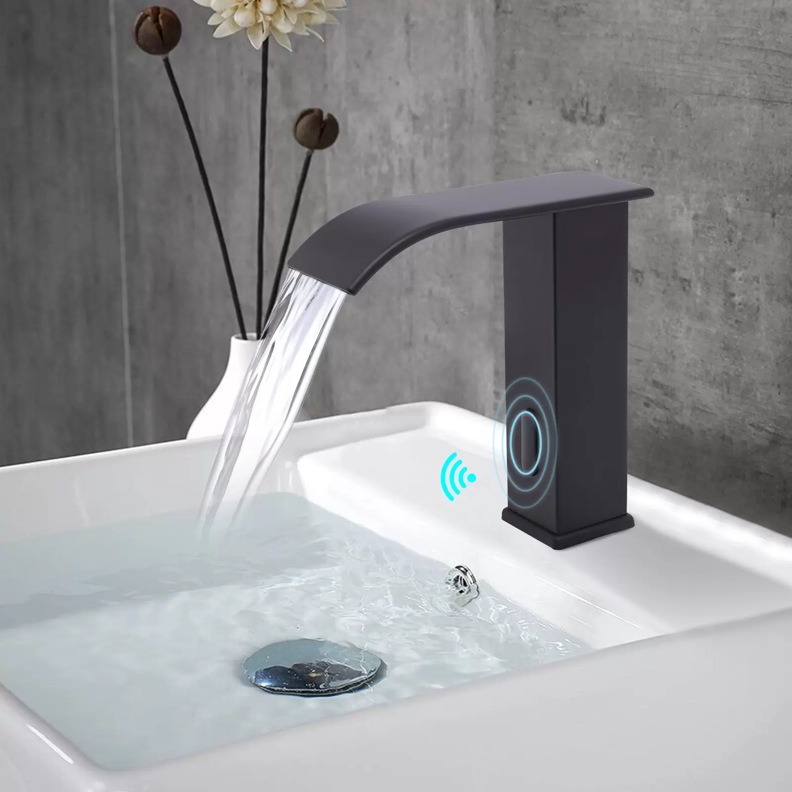 Automatic Infrared Sensor Faucet Hot and Cold Water with Infrared Sensor Bathroom Faucet for Kitchen Toilet (Black) Automatic Infrared Sensor Faucet Hot and Cold Water with Infrared Sensor Bathroom Faucet for Kitchen Toilet (Black)