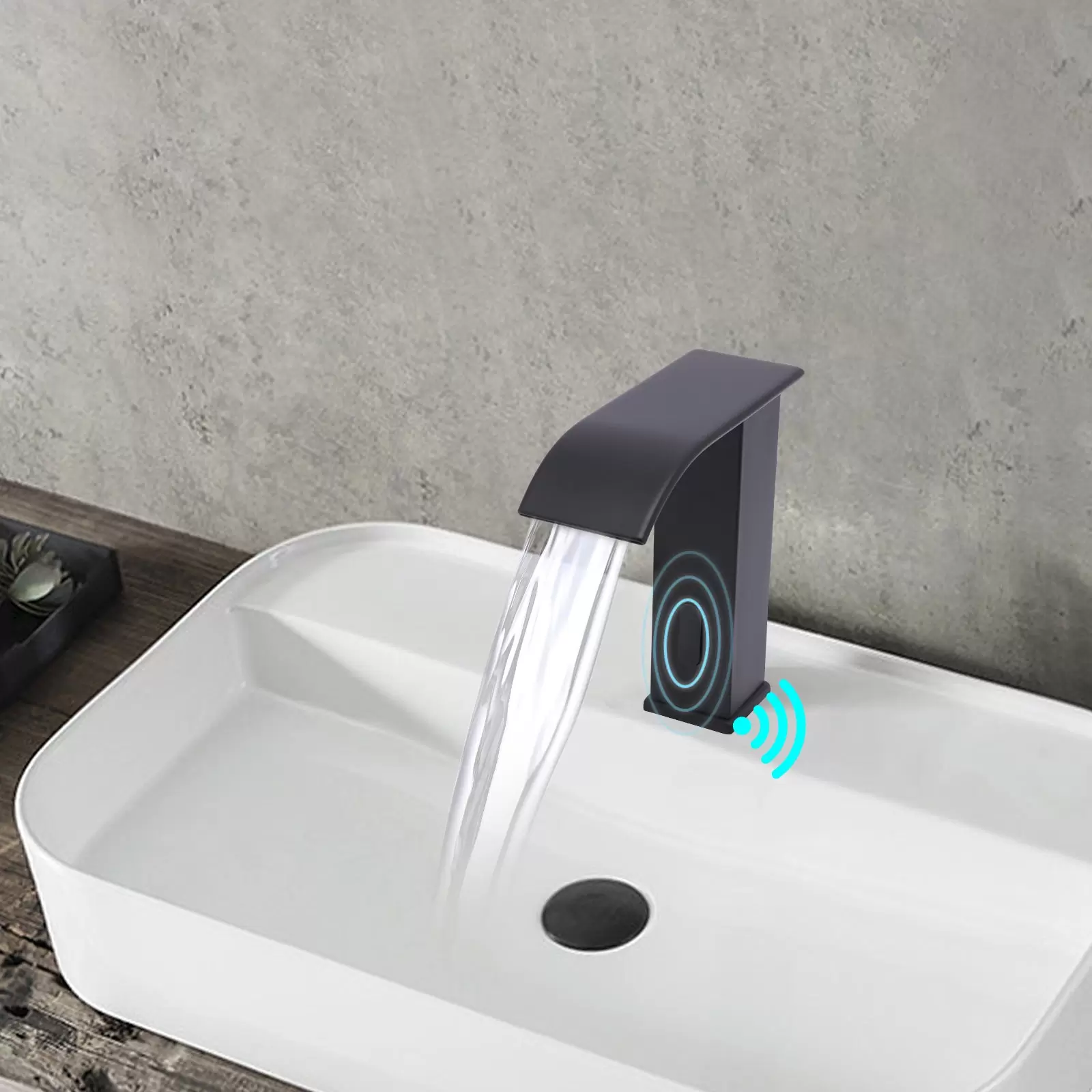 Automatic Infrared Sensor Faucet Hot and Cold Water with Infrared Sensor Bathroom Faucet for Kitchen Toilet (Black)