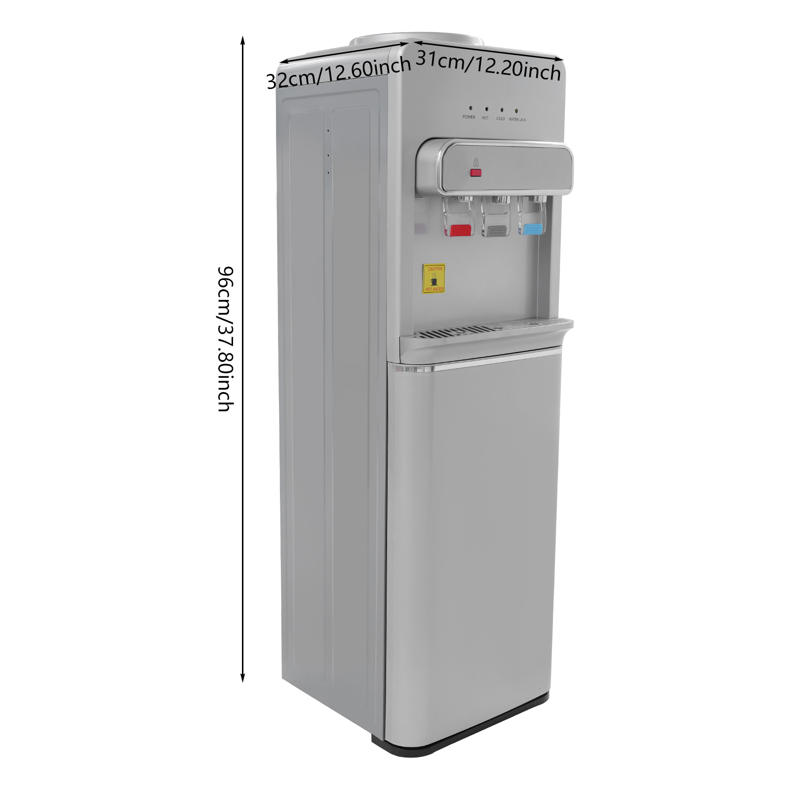 SJYTD-7 Water Dispensers with Hot, Room, and Cold Spouts, Bottom-loading Water Dispensers for 5-gallon Bottles - Silver