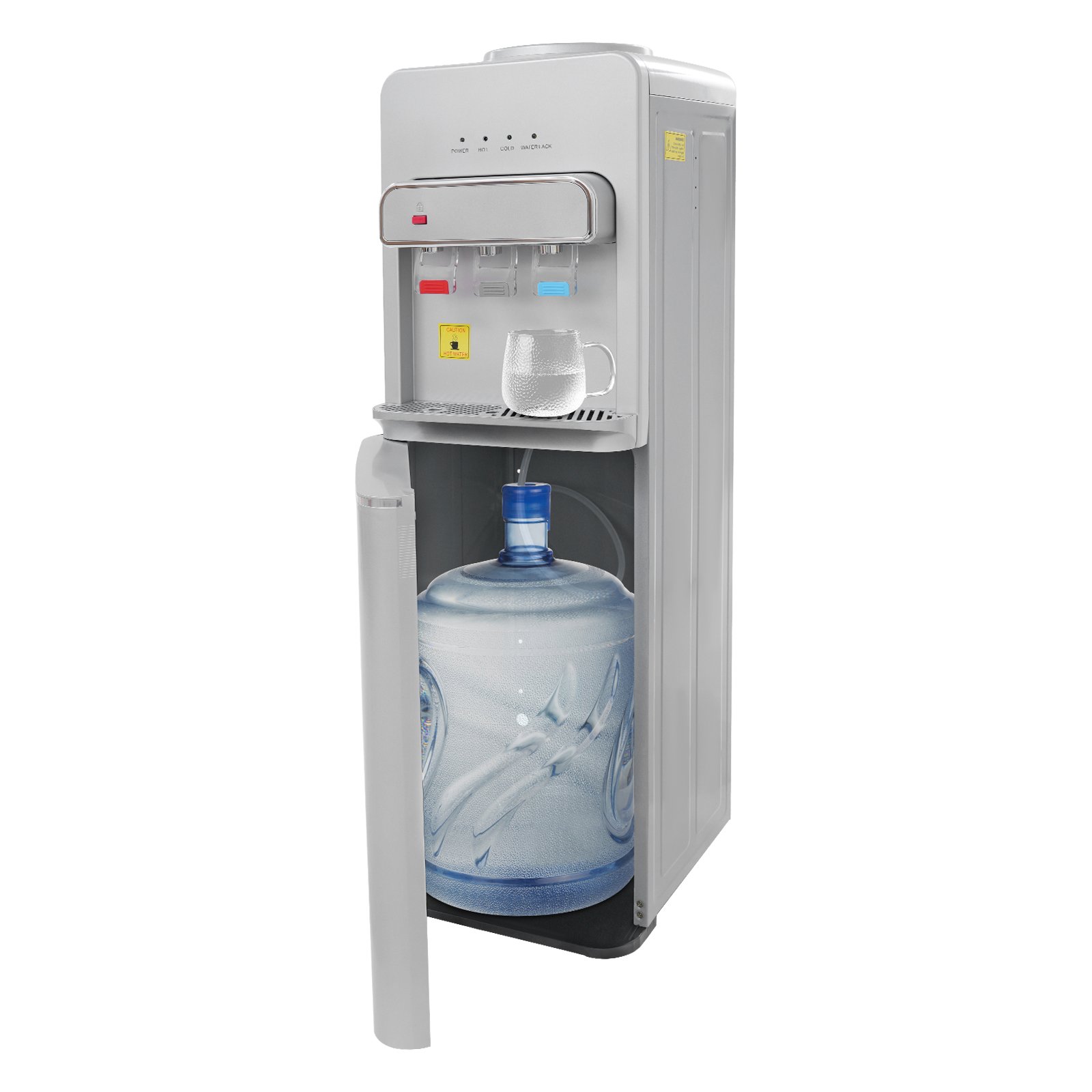 SJYTD-7 Water Dispensers with Hot, Room, and Cold Spouts, Bottom-loading Water Dispensers for 5-gallon Bottles - Silver