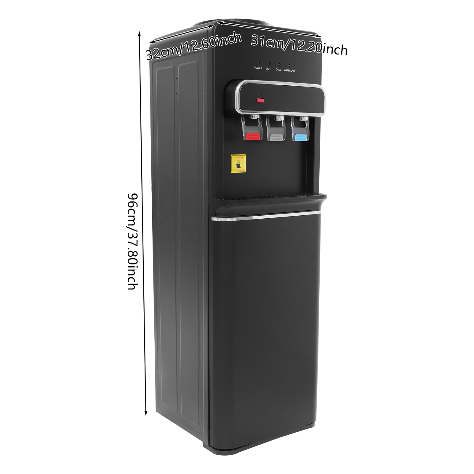 SJYTD-7 Water Dispensers with Hot, Room, and Cold Spouts, Bottom-loading Water Dispensers for 5-gallon Bottles - Black