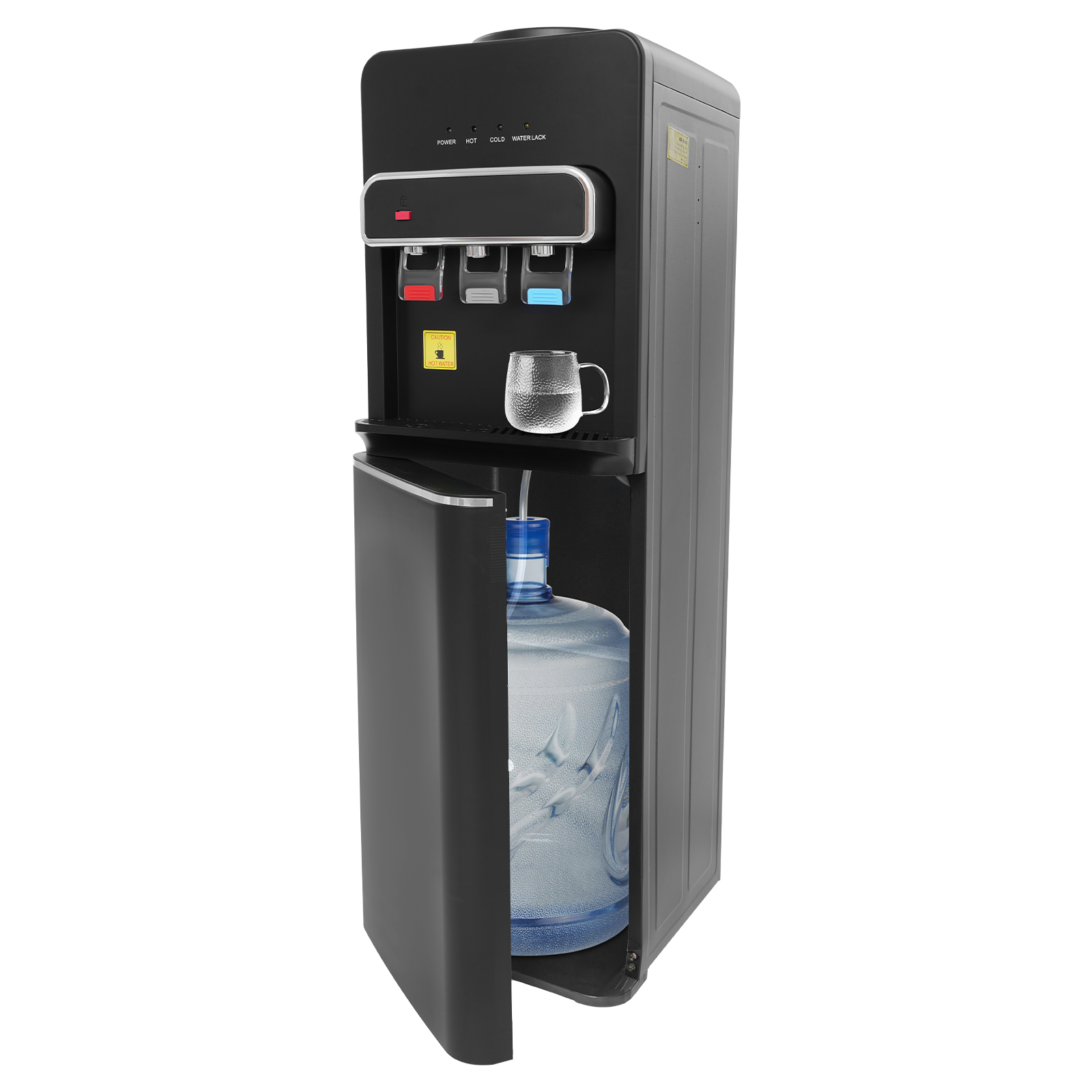 SJYTD-7 Water Dispensers with Hot, Room, and Cold Spouts, Bottom-loading Water Dispensers for 5-gallon Bottles - Black