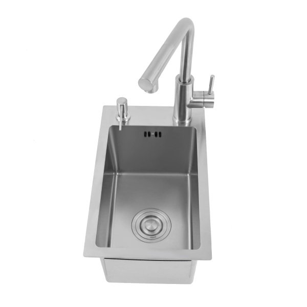 Sink with extendable stainless steel faucet, kitchen sink 28*46*22cm