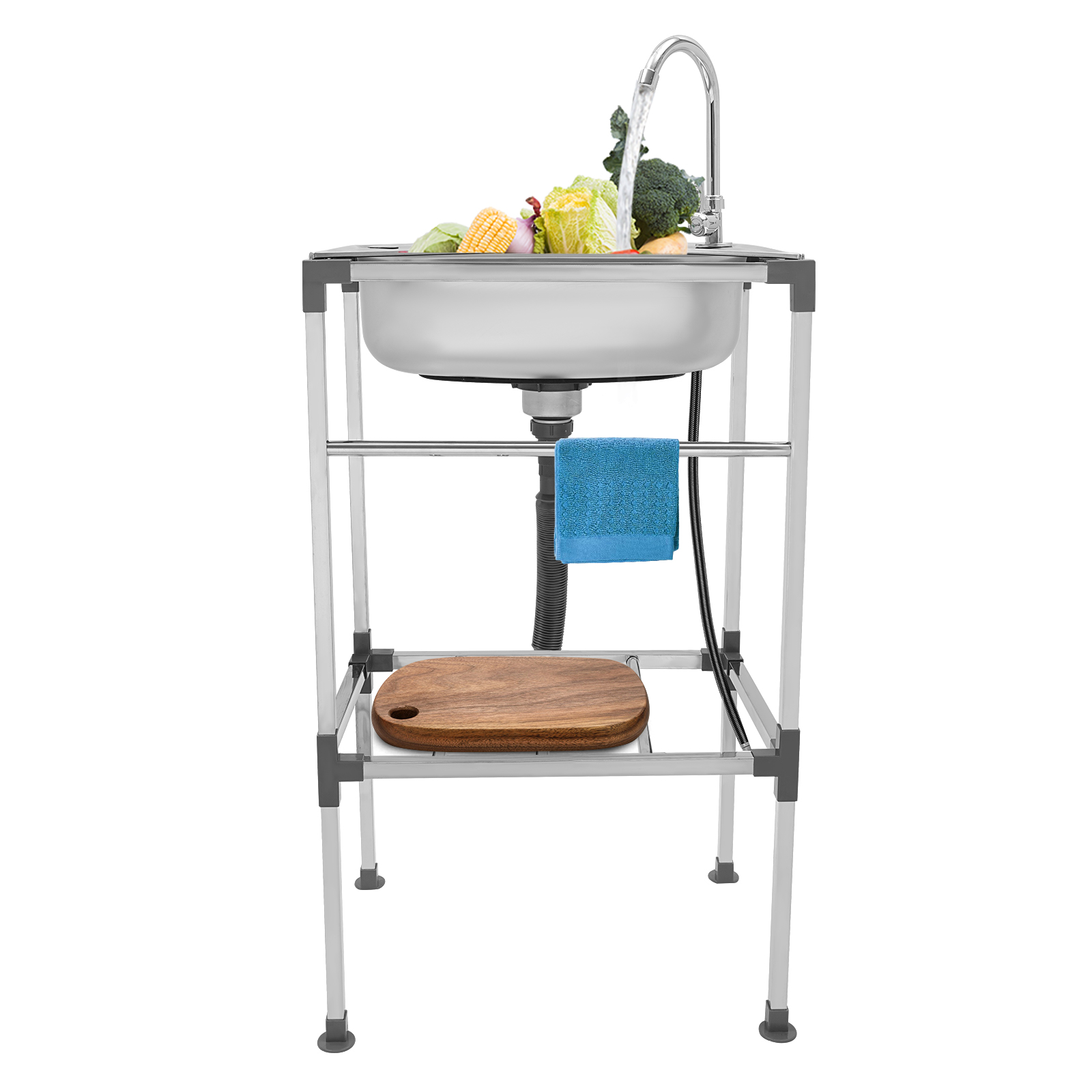 Kitchen Sink, Stainless Steel Kitchen Sink, Load Capacity: About 60kg, 48*35*83cm, Silver