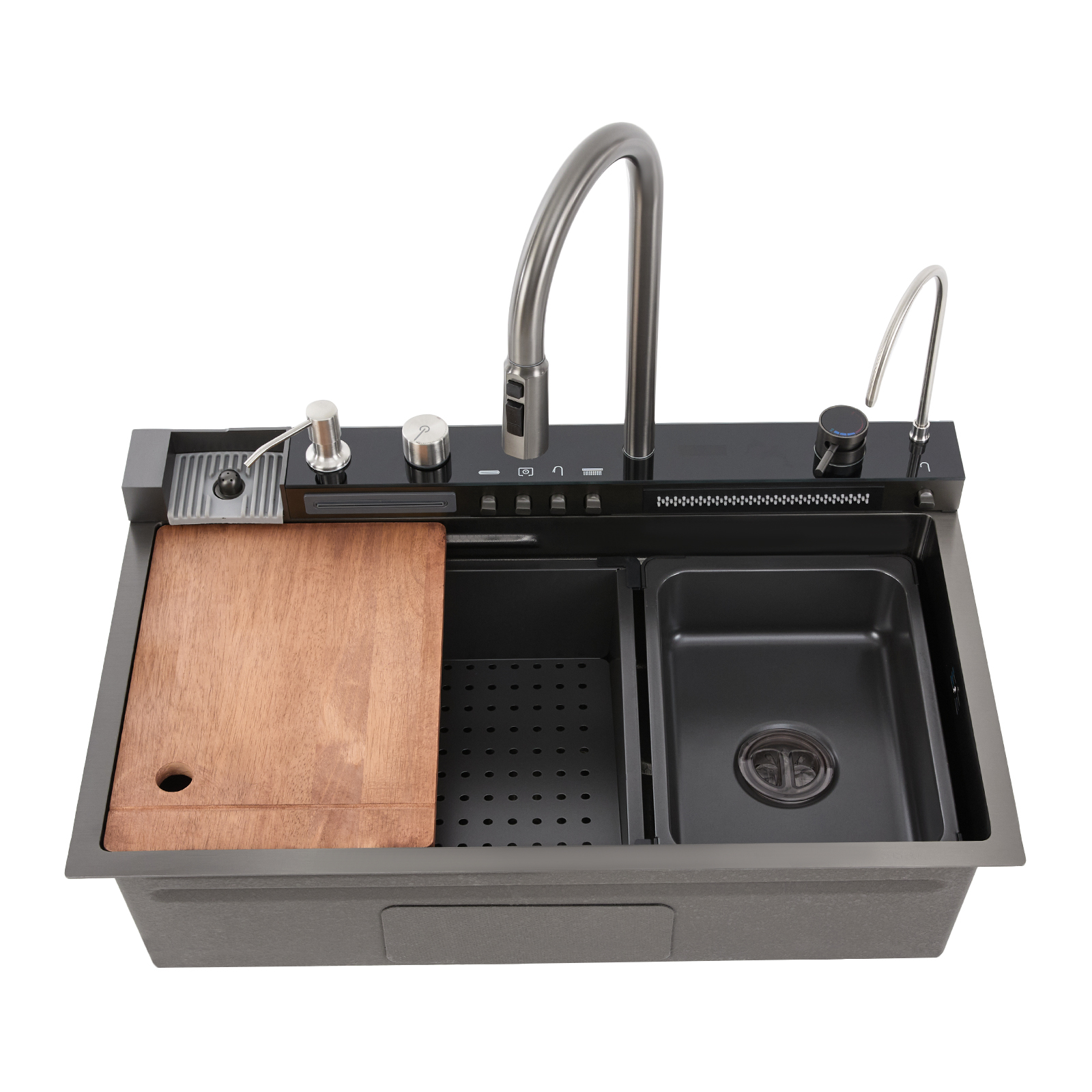 29.92*17.72in Digital Waterfall Sink with Pull-out Faucet Kitchen Sinks Modern Kitchen Sink for Versatile Bars Balconies