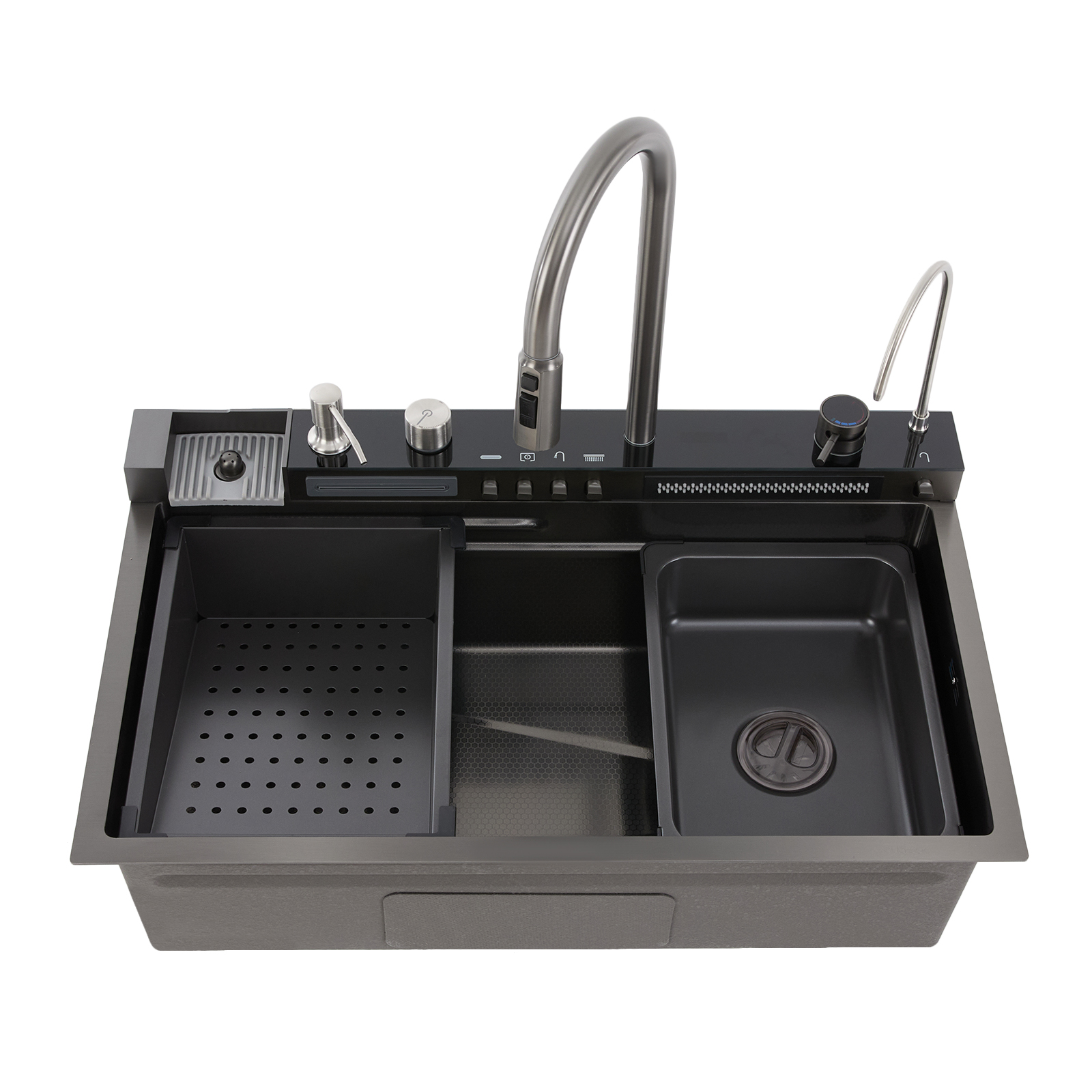 29.92*17.72in Digital Waterfall Sink with Pull-out Faucet Kitchen Sinks Modern Kitchen Sink for Versatile Bars Balconies