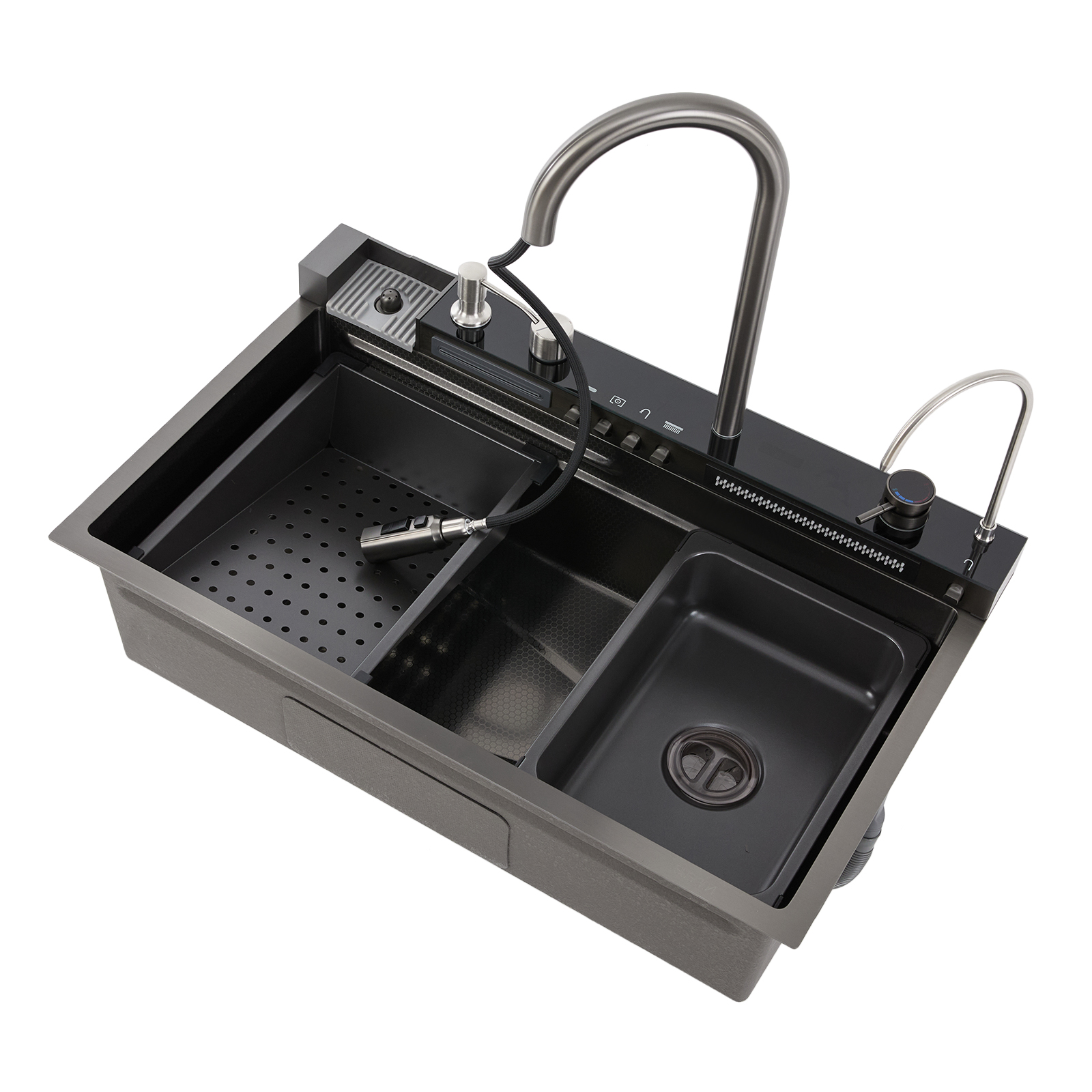 29.92*17.72in Digital Waterfall Sink with Pull-out Faucet Kitchen Sinks Modern Kitchen Sink for Versatile Bars Balconies