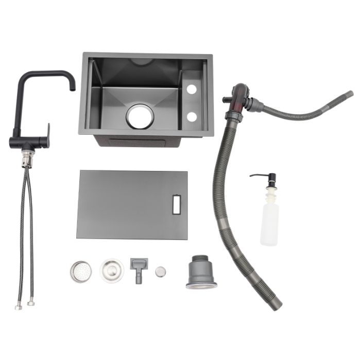 Stainless steel invisible sink 30x45x23cm, kitchen sink, suitable for commercial kitchen use - gun gray
