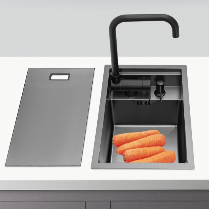 Stainless steel invisible sink 30x45x23cm, kitchen sink, suitable for commercial kitchen use - gun gray