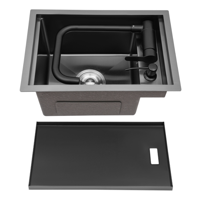 Stainless steel invisible sink 30x45x23cm, kitchen sink, suitable for commercial kitchen use - gun gray