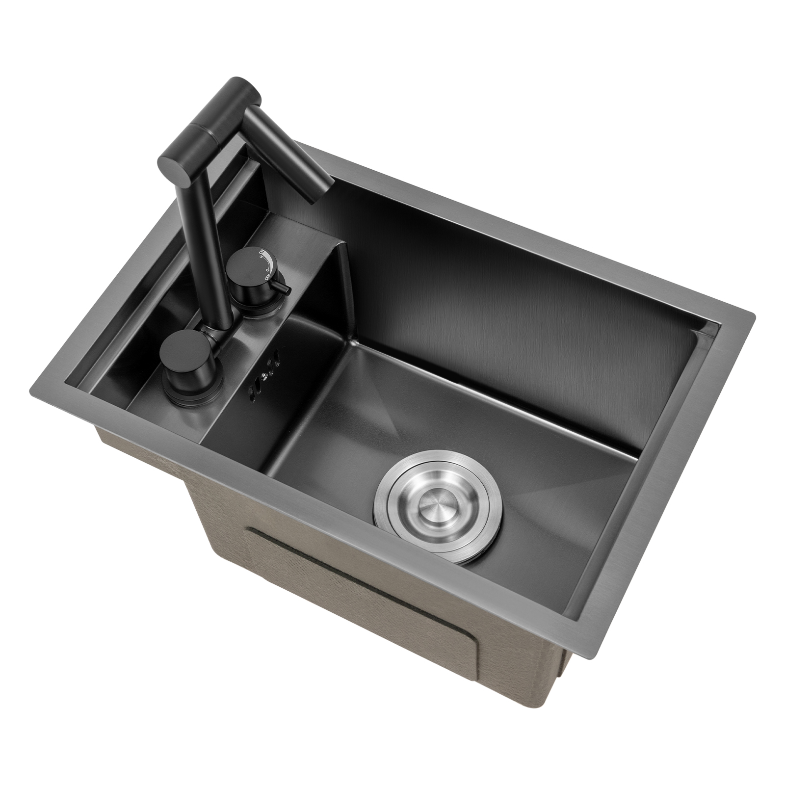 Grey Kitchen Sink Undermount Workstation Sink Last and Durable Drop-in Single Bowl Bar Sink with Faucet for Commercial Kitchens