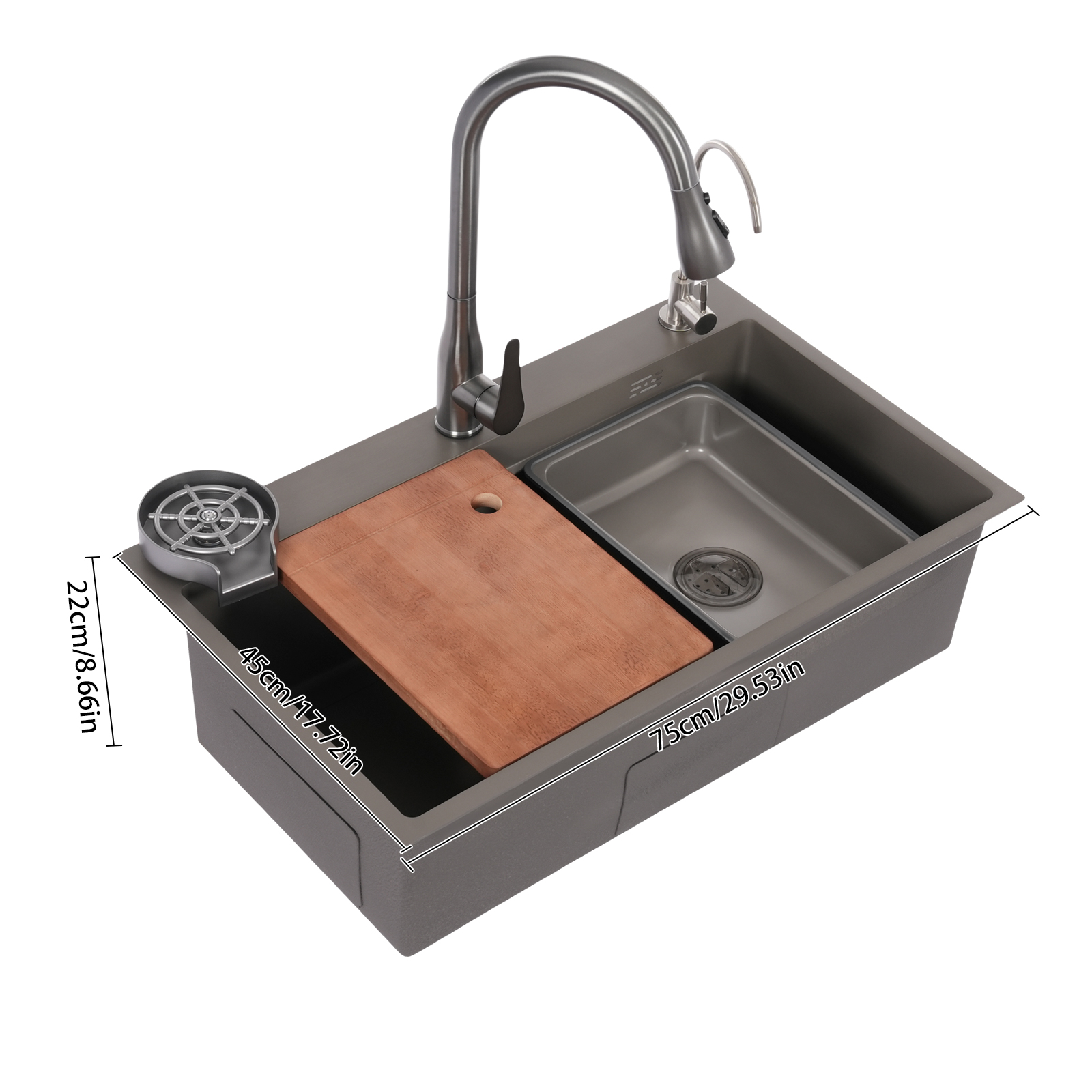 Kitchen Sink, Sink with Faucet, Multifunction Sink Set - Grey for Kitchens, Restaurants, Cafes, Bars