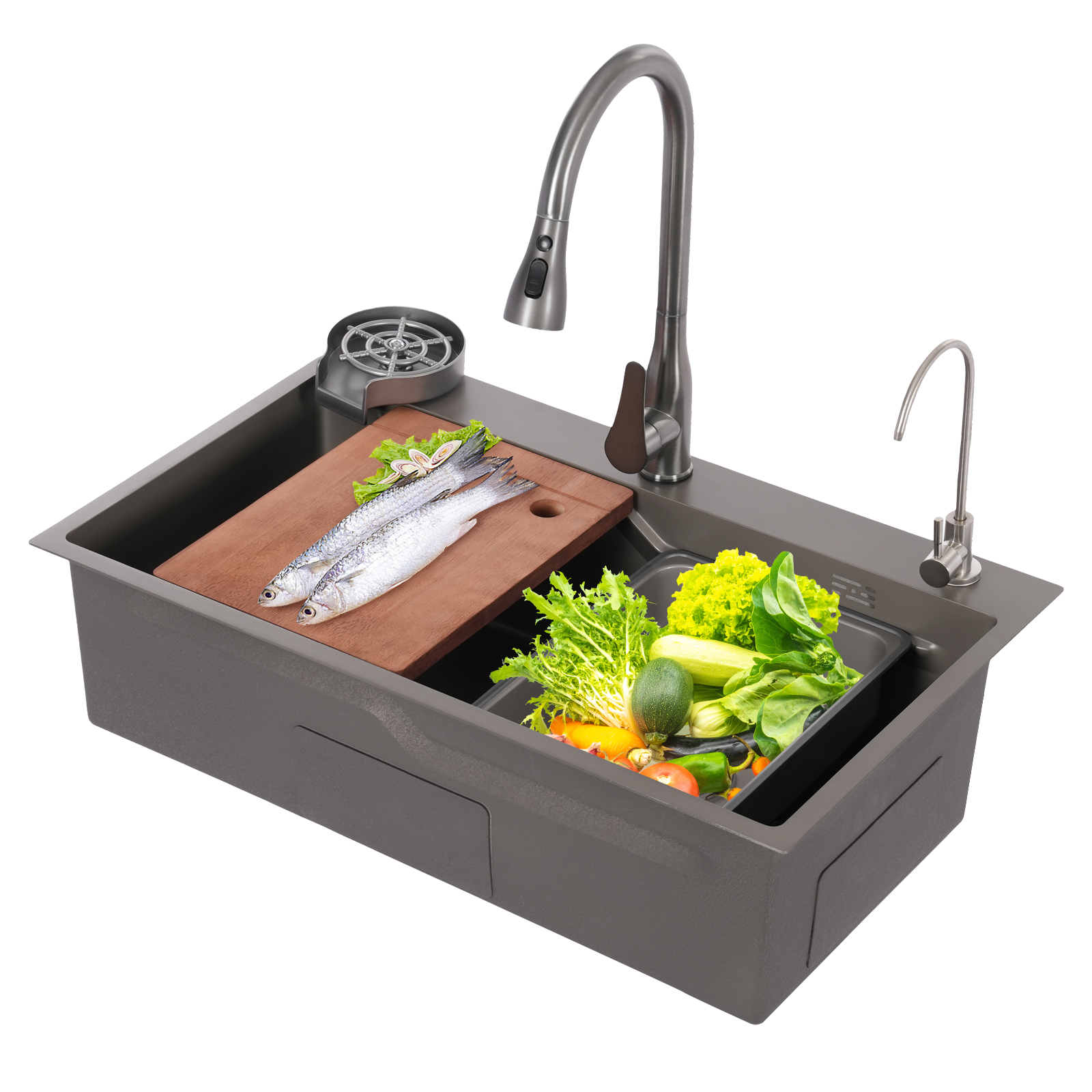 Kitchen Sink, Sink with Faucet, Multifunction Sink Set - Grey for Kitchens, Restaurants, Cafes, Bars