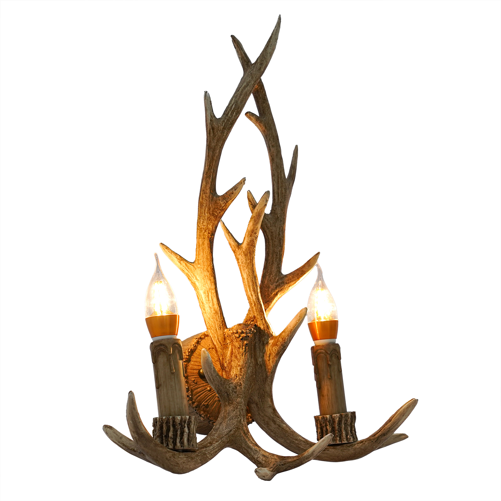 Antler wall sconce, Wall sconce with antlers, Wall sconce with deer antlers, Illumination area: 3-5m², 38*50cm, Brown
