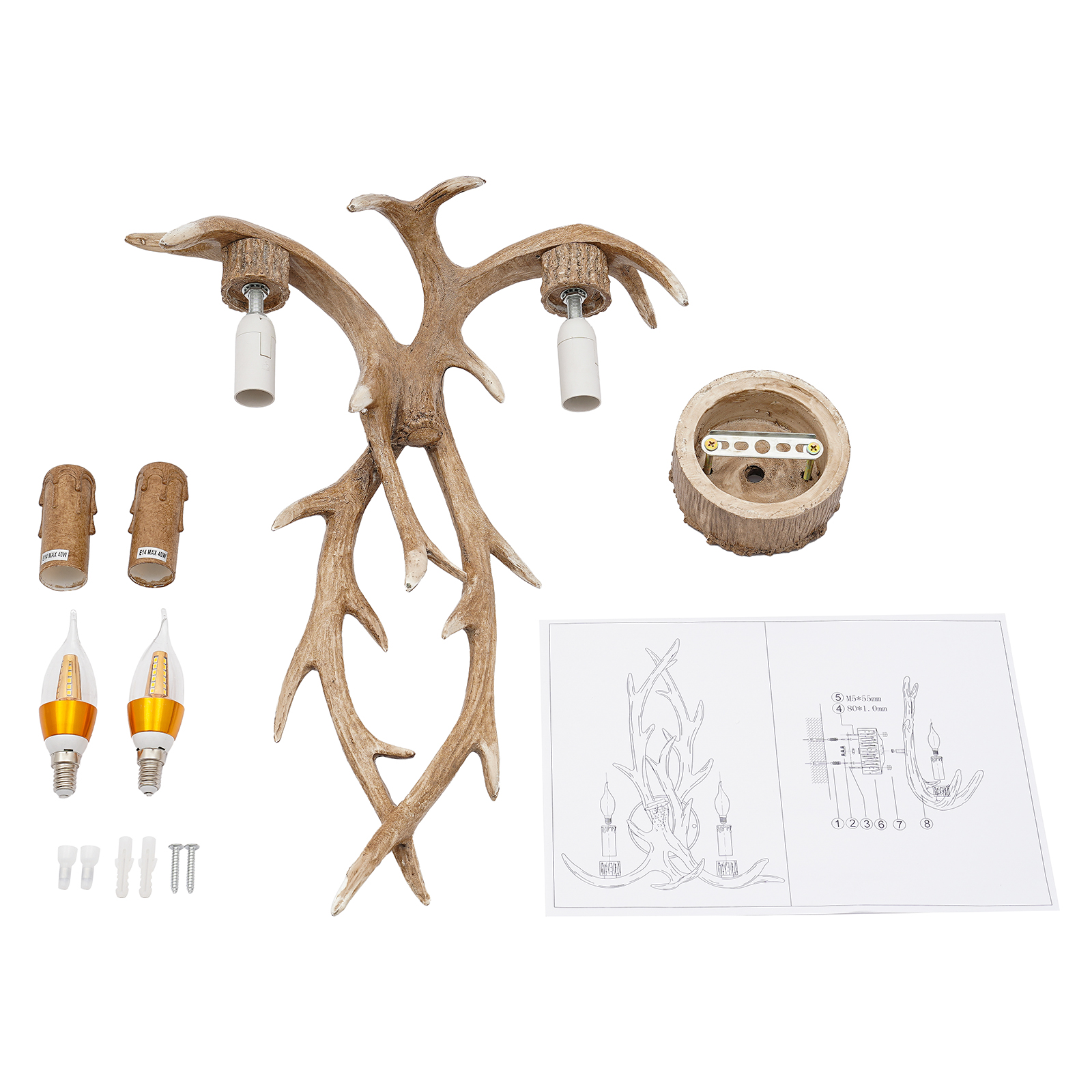 Antler wall sconce, Wall sconce with antlers, Wall sconce with deer antlers, Illumination area: 3-5m², 38*50cm, Brown Antler wall sconce, Wall sconce with antlers, Wall sconce with deer antlers, Illumination area: 3-5m², 38*50cm, Brown