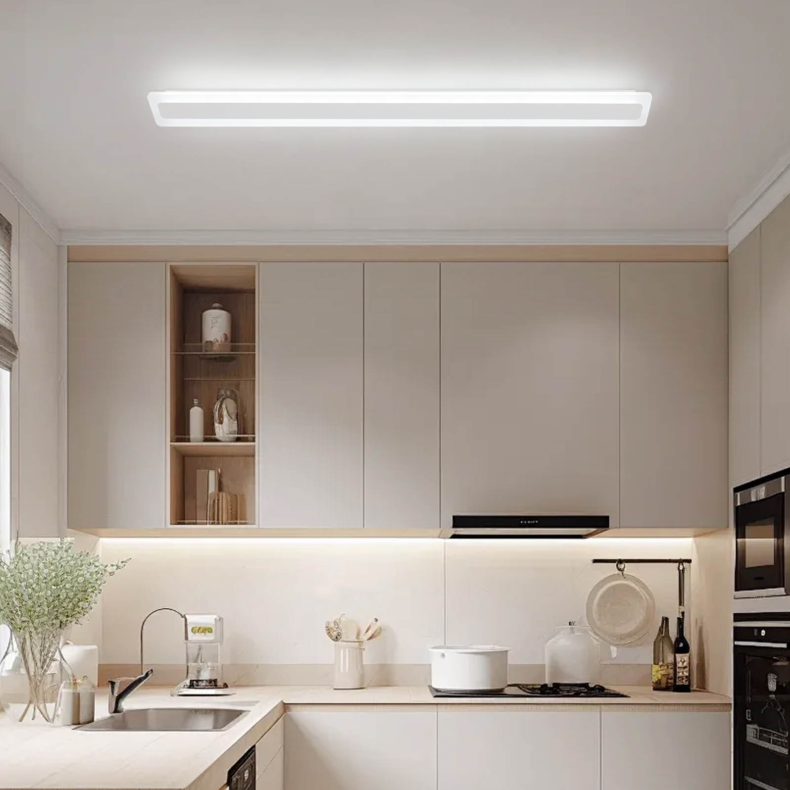CNCEST Long Strip LED Ceiling Light Fixture Ceiling Lamp for Bedroom CNCEST Long Strip LED Ceiling Light Fixture Ceiling Lamp for Bedroom
