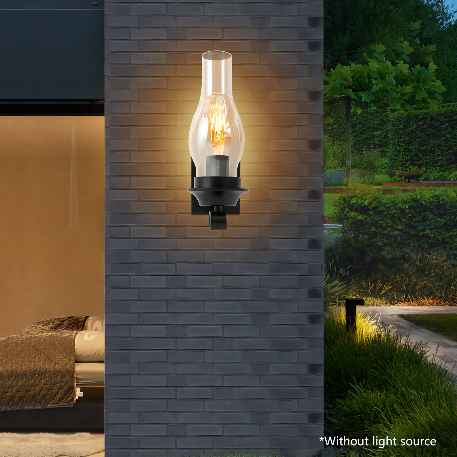 Retro wall light, For hallway, living room, bedroom, etc., Illuminated area: 5m², 220V, 50HZ, Black