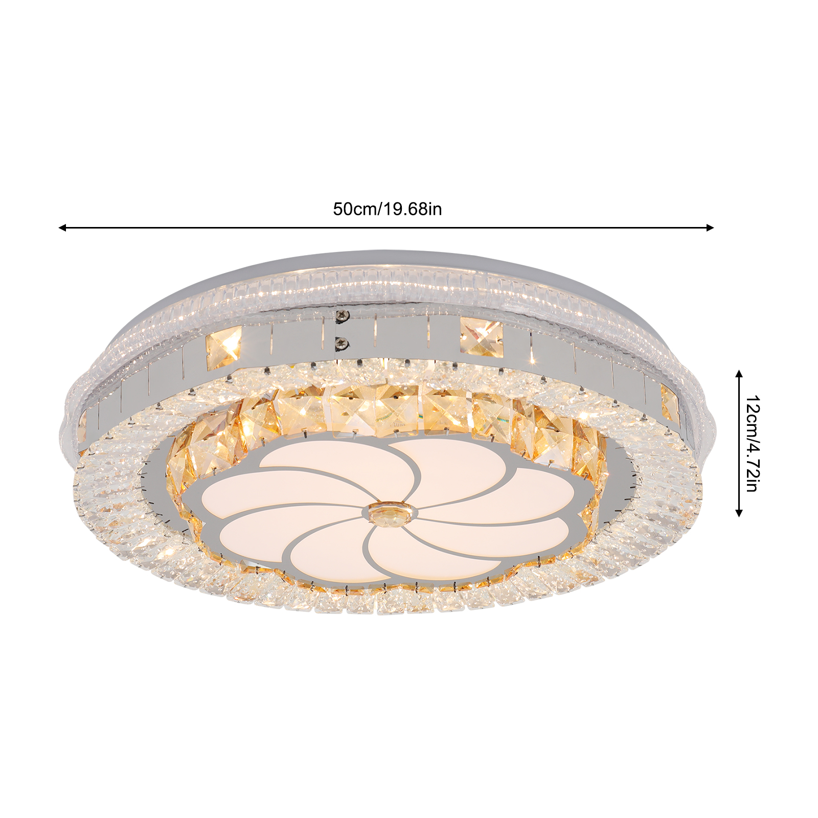 K9 Crystal Ceiling Light, Dimmable Ceiling Light, 3 Shades Ceiling Light with Remote Controller, Ceiling Light with Remote Control