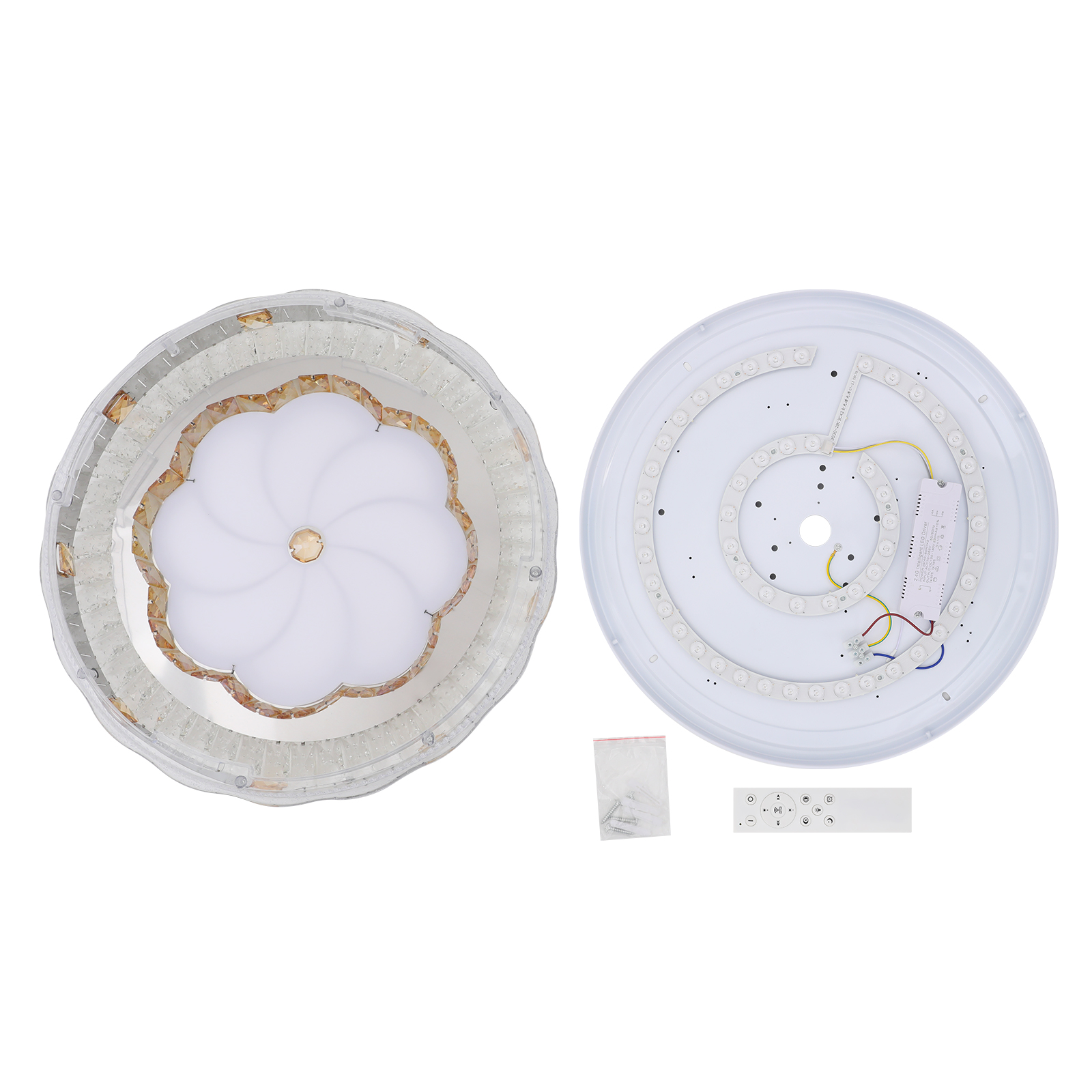 K9 Crystal Ceiling Light, Dimmable Ceiling Light, 3 Shades Ceiling Light with Remote Controller, Ceiling Light with Remote Control