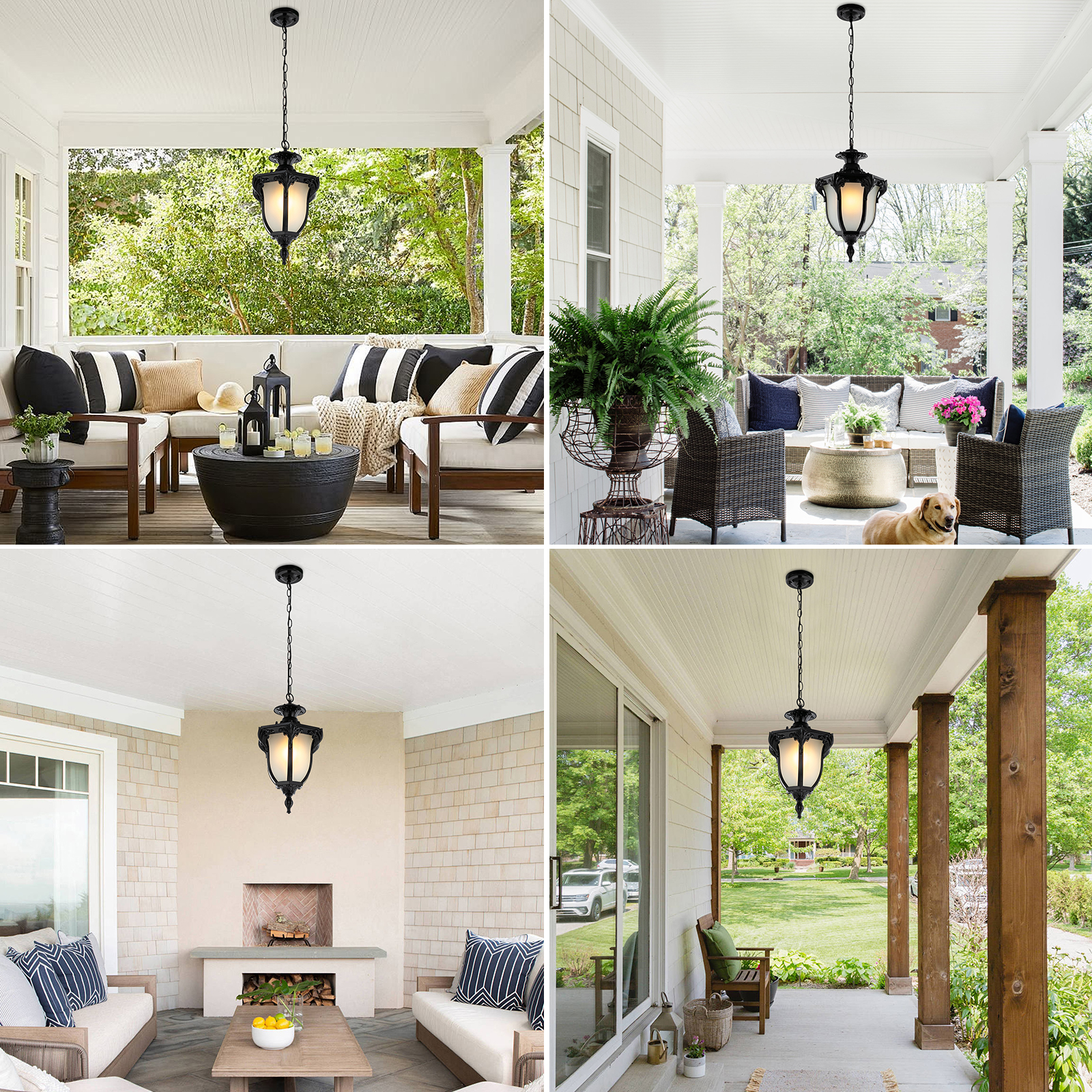 Porch pendant light, Outdoor chandelier, Pendant lights, Total height: 93cm, Black