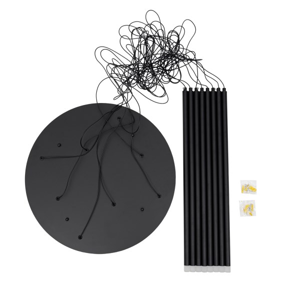 8-head black chandelier, long loft chandelier, neutral light 8-head black chandelier, long loft chandelier, neutral light