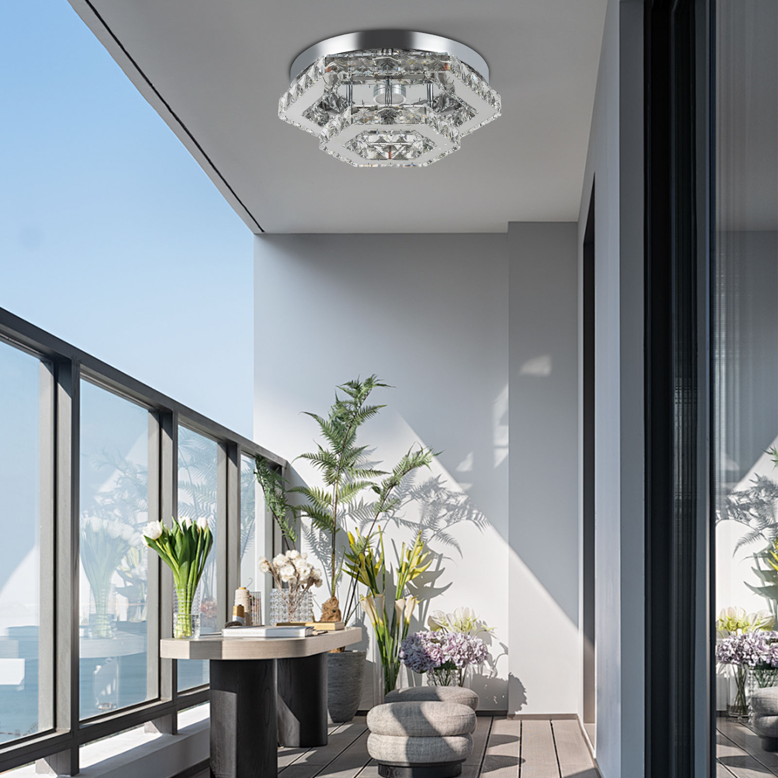 CNCEST Ceiling Light Crystal Ceiling Light Modern Crystal Ceiling Light