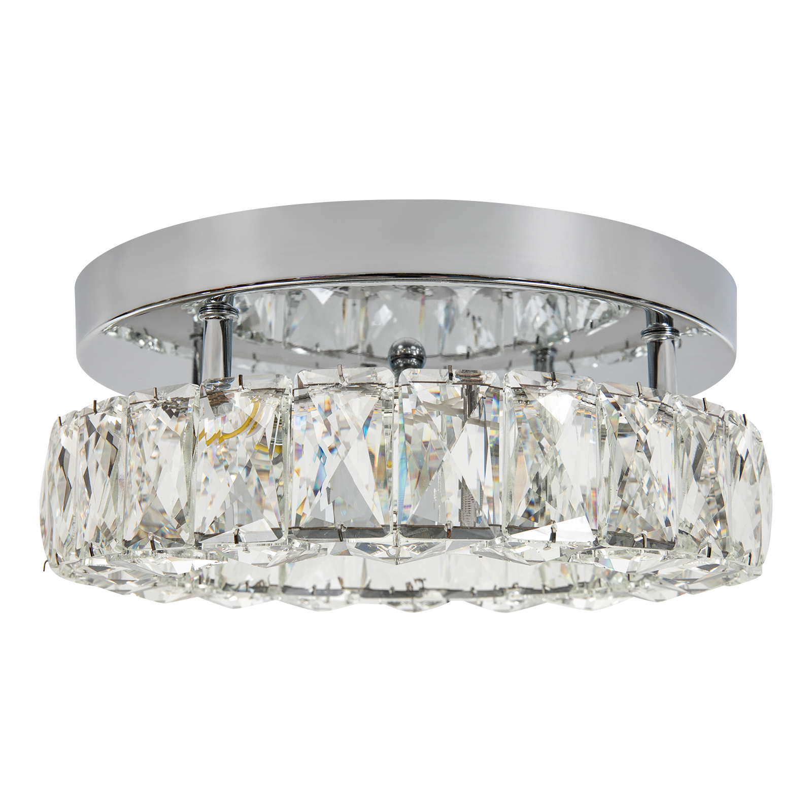 Modern 2 Layers Crystal Chandelier Flush Mount Chandelier with 3000-6500K Dimmable Tricolor Light (Warm/White/Neutral Light) Modern 2 Layers Crystal Chandelier Flush Mount Chandelier with 3000-6500K Dimmable Tricolor Light (Warm/White/Neutral Light)