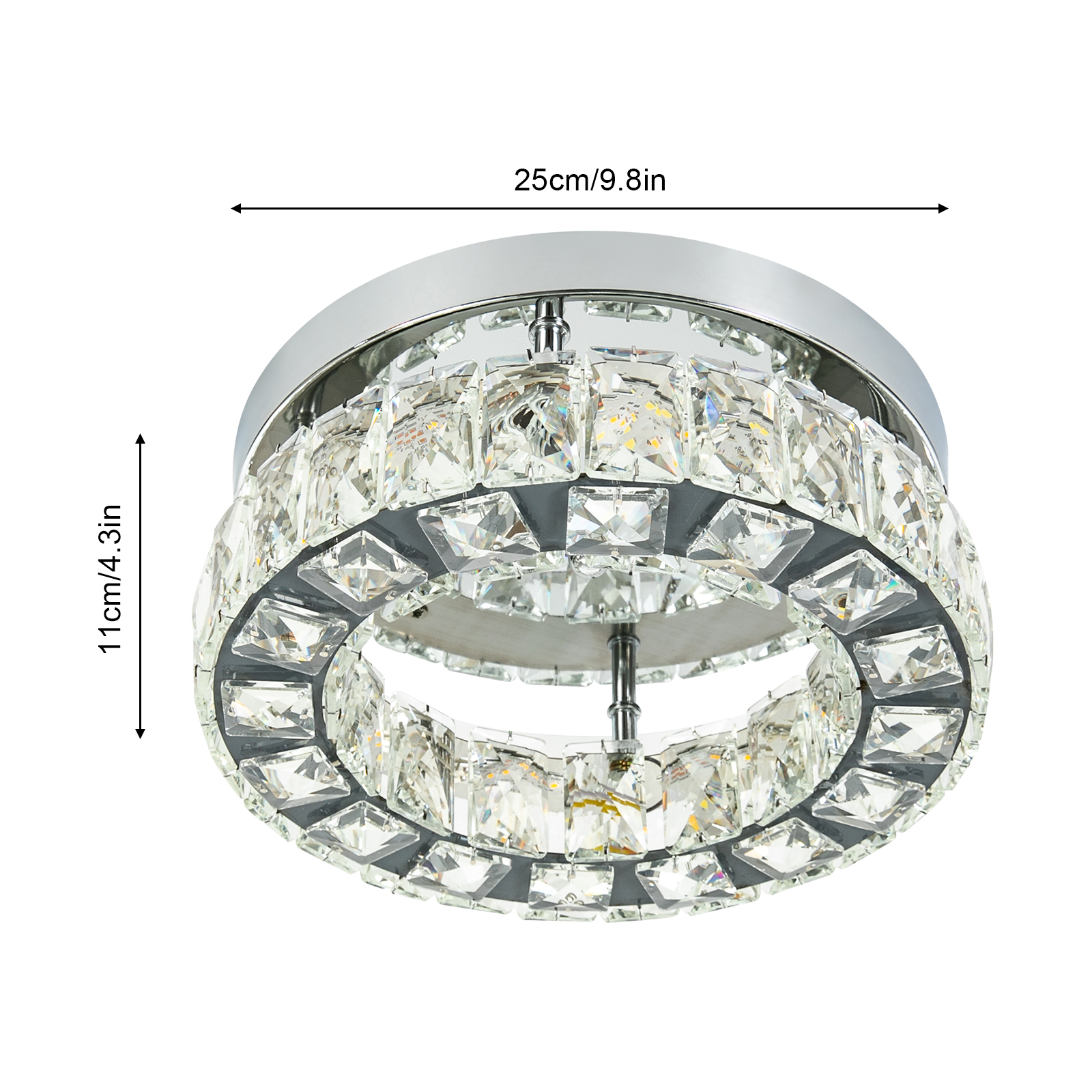 Modern 2 Layers Crystal Chandelier Flush Mount Chandelier with 3000-6500K Dimmable Tricolor Light (Warm/White/Neutral Light) Modern 2 Layers Crystal Chandelier Flush Mount Chandelier with 3000-6500K Dimmable Tricolor Light (Warm/White/Neutral Light)