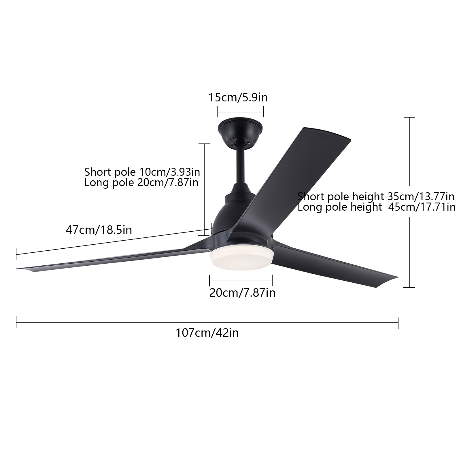 42 Inch Fan Pendant Light Black Tri-Color Temperature Inverter 42 Inch Fan Pendant Light Black Tri-Color Temperature Inverter