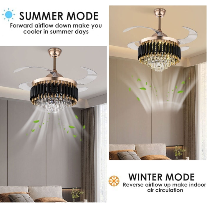 36-inch gold fan chandelier, three-color light frequency conversion with remote control, 85-265V 36-inch gold fan chandelier, three-color light frequency conversion with remote control, 85-265V