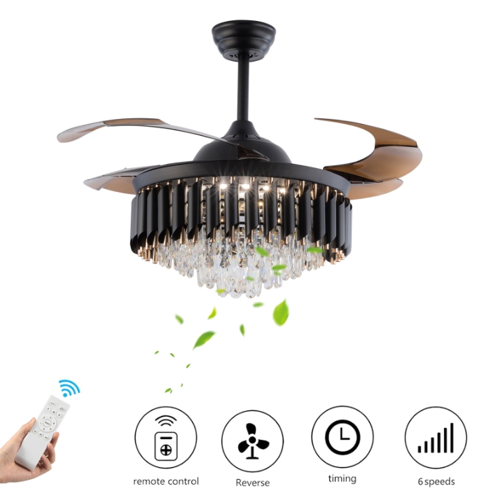 36-inch black fan pendant light - three-color light with variable frequency and remote control - 85-265V 36-inch black fan pendant light - three-color light with variable frequency and remote control - 85-265V