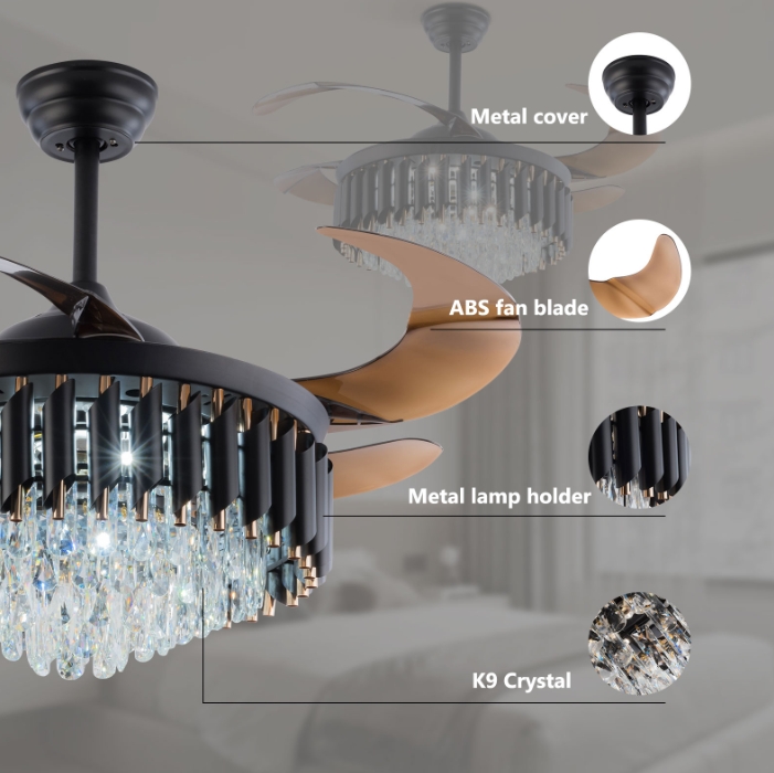 36-inch black fan pendant light - three-color light with variable frequency and remote control - 85-265V 36-inch black fan pendant light - three-color light with variable frequency and remote control - 85-265V