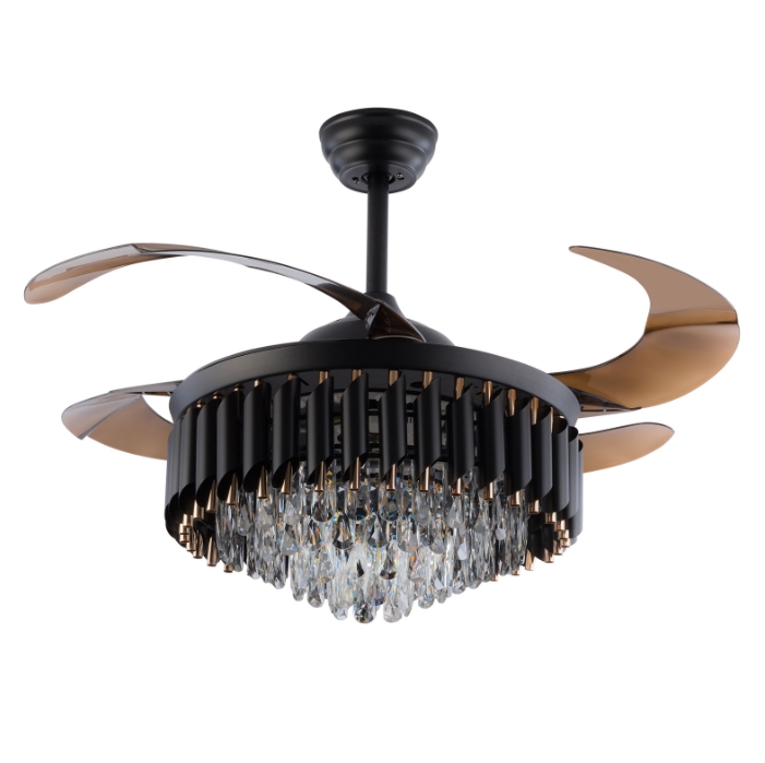 36-inch black fan pendant light - three-color light with variable frequency and remote control - 85-265V