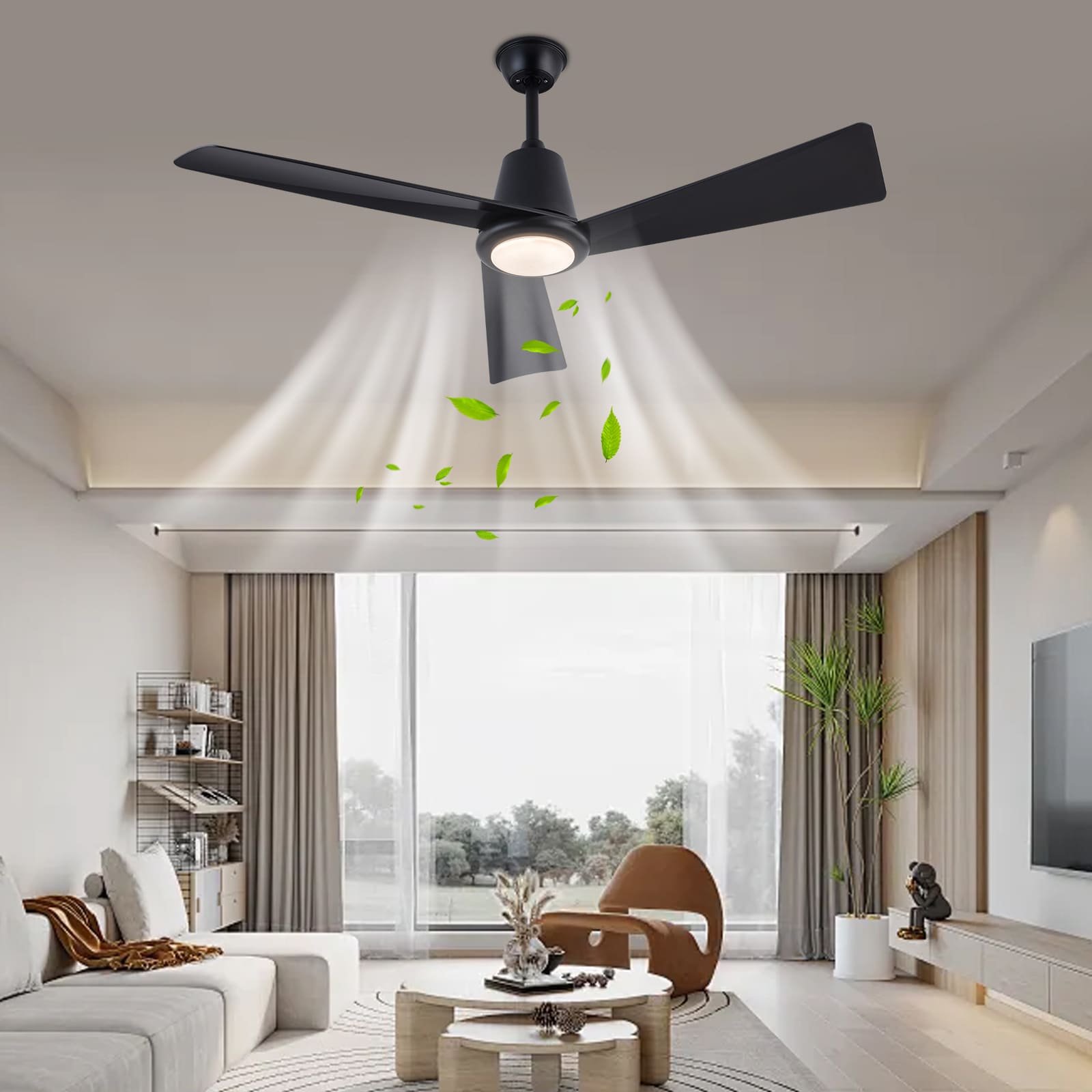 Modern 42 inch ceiling fan light with remote control, Two-way ceiling fan light, Three colour temperatures (black) Modern 42 inch ceiling fan light with remote control, Two-way ceiling fan light, Three colour temperatures (black)