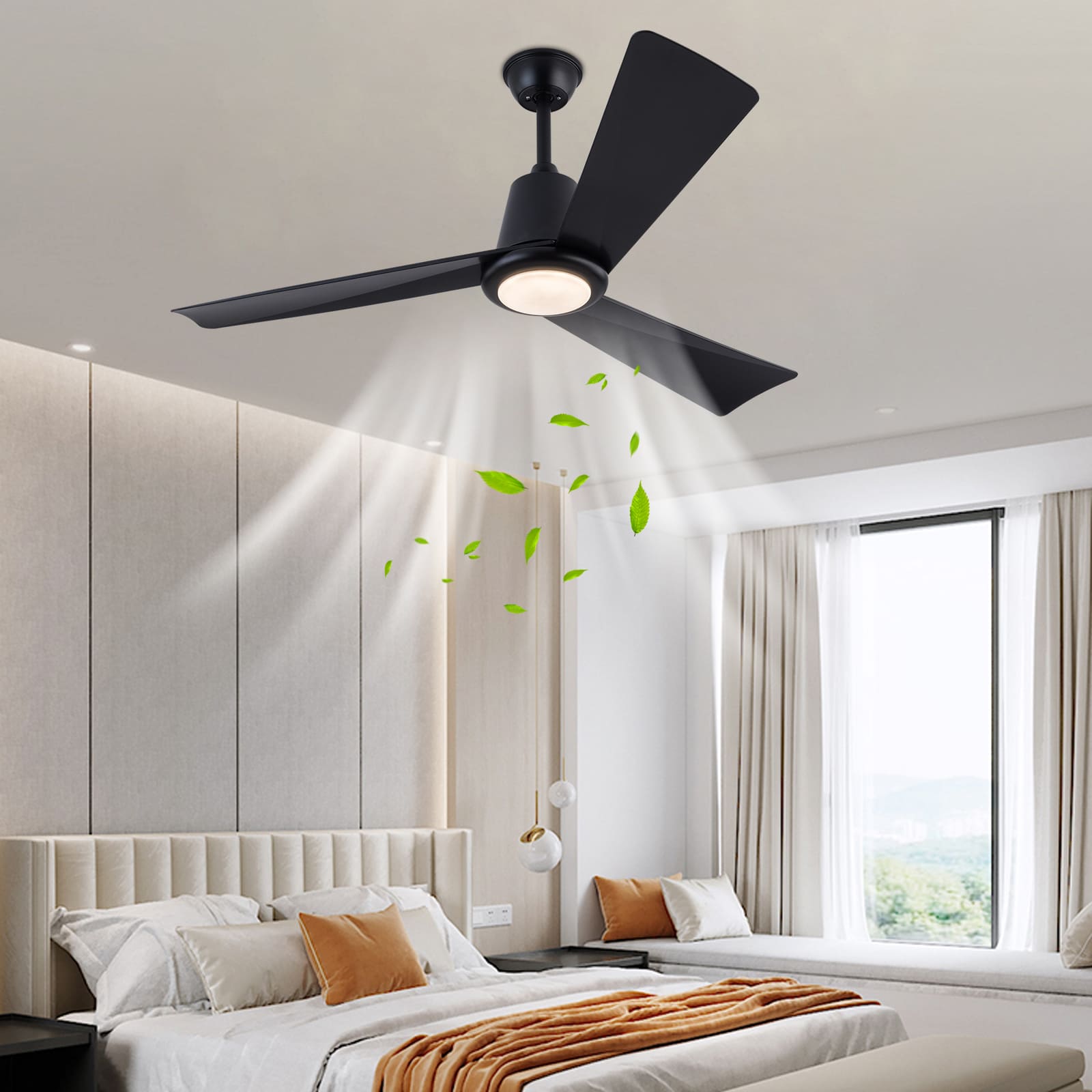 Modern 42 inch ceiling fan light with remote control, Two-way ceiling fan light, Three colour temperatures (black) Modern 42 inch ceiling fan light with remote control, Two-way ceiling fan light, Three colour temperatures (black)