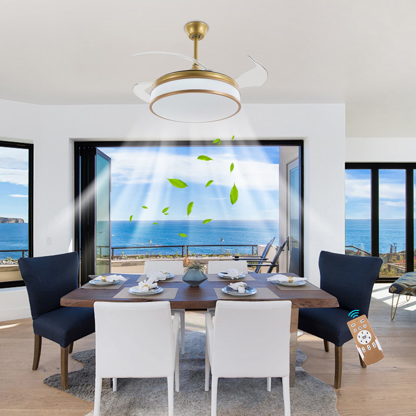 Ceiling Fans, Ceiling Fans with Remote Control, Flush Mount Ceiling Fans (True Color Copper)