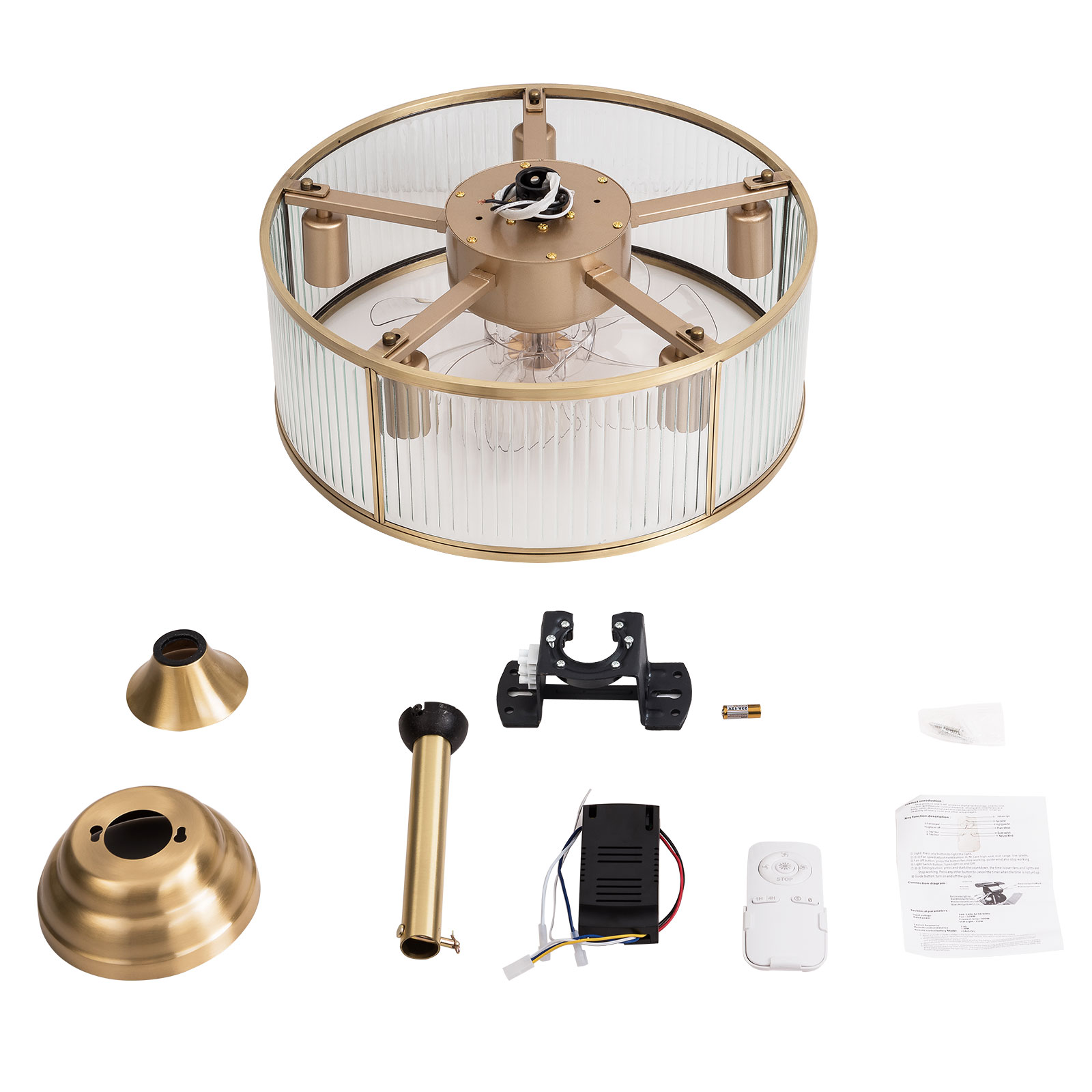 18in Caged Ceiling Fan with Remote Control, 5-Light Gold Industrial Farmhouse Ceiling Light Fixture for Kitchen Island Dining Room 18in Caged Ceiling Fan with Remote Control, 5-Light Gold Industrial Farmhouse Ceiling Light Fixture for Kitchen Island Dining Room