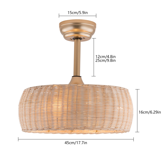 18.5 inch remote control ceiling fan with light, silent, rattan, 6 wind speeds 18.5 inch remote control ceiling fan with light, silent, rattan, 6 wind speeds