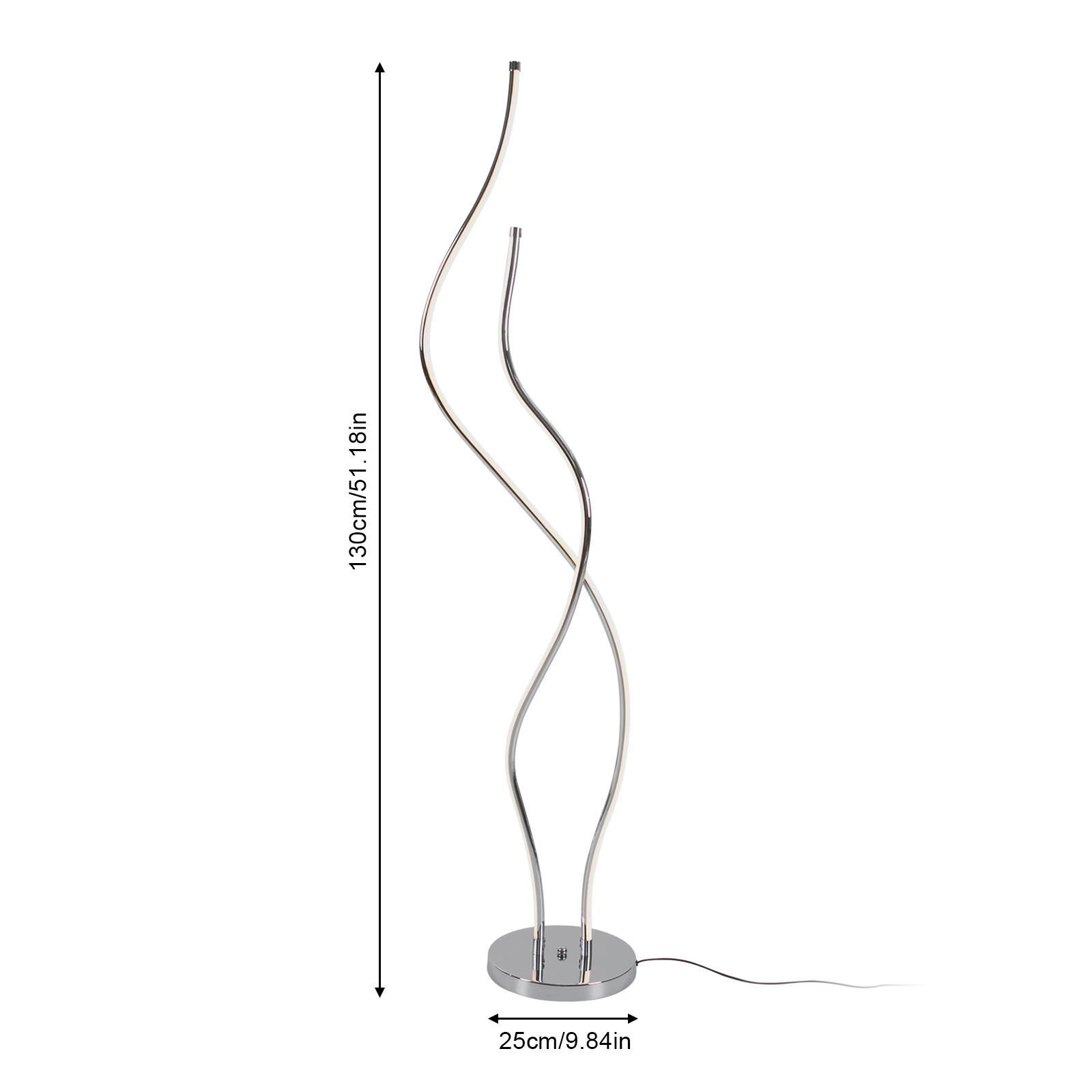 Floor lamp, Spiral lamp, LED floor lamp height 1.3m, silver