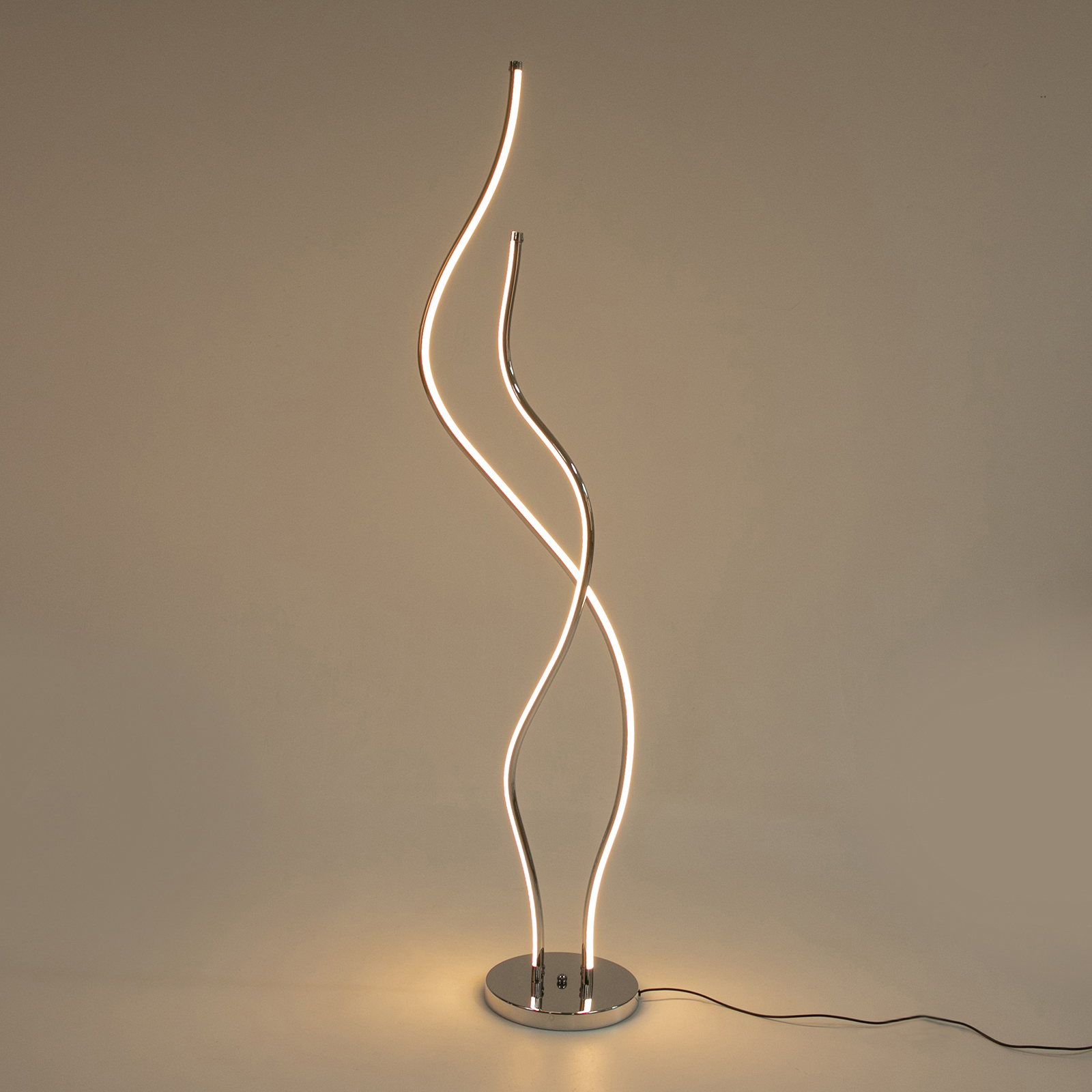 Floor lamp, Spiral lamp, LED floor lamp height 1.3m, silver
