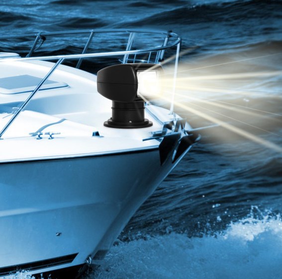 12V100W yacht searchlight, remote control searchlight, marine spotlight, black