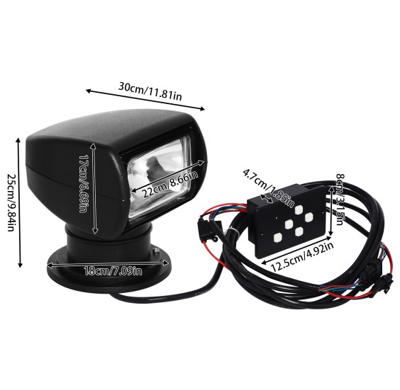 12V100W yacht searchlight, remote control searchlight, marine spotlight, black 12V100W yacht searchlight, remote control searchlight, marine spotlight, black