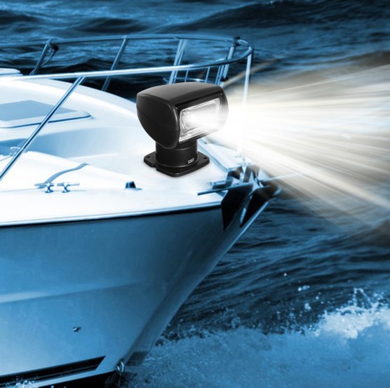 12V100W Marine Searchlight, Marine Remote Control Spotlight, Black