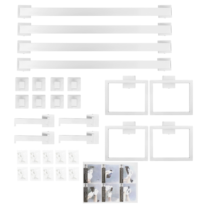 Stainless Steel Bathroom Towel Bar Set, Wall Mounted Towel Bar Set, 20 Pieces, 60cm - Silver Stainless Steel Bathroom Towel Bar Set, Wall Mounted Towel Bar Set, 20 Pieces, 60cm - Silver