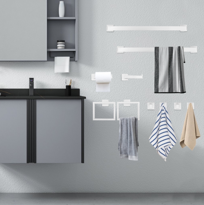 Stainless Steel Bathroom Towel Bar Set, Wall Mounted Towel Bar Set, 20 Pieces, 60cm - Silver Stainless Steel Bathroom Towel Bar Set, Wall Mounted Towel Bar Set, 20 Pieces, 60cm - Silver