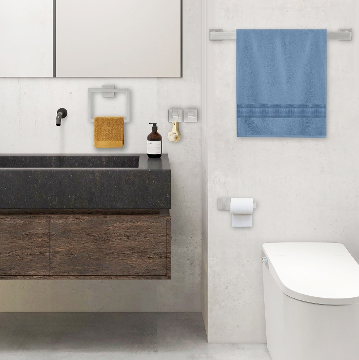 10-piece bathroom accessories set, bathroom towel bar set, wall mounted, 60cm - silver