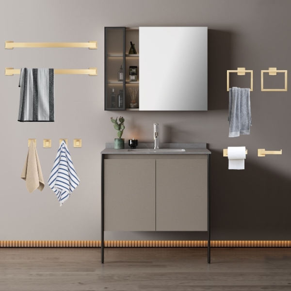 10-piece bathroom accessories set, bathroom towel bar set, wall mounted, 60cm - gold 10-piece bathroom accessories set, bathroom towel bar set, wall mounted, 60cm - gold