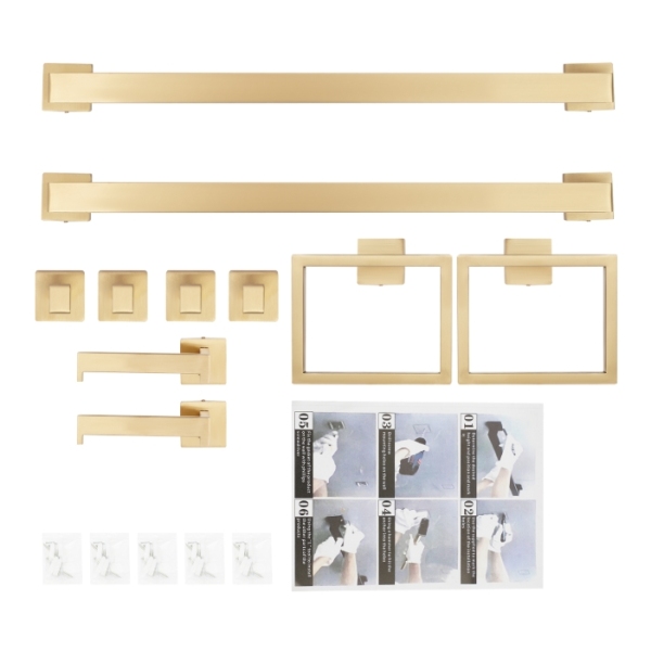 10-piece bathroom accessories set, bathroom towel bar set, wall mounted, 60cm - gold 10-piece bathroom accessories set, bathroom towel bar set, wall mounted, 60cm - gold