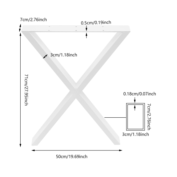 Table Legs, 2PCS Table Legs, X-Shaped Table Legs for Bedrooms, Living Rooms, Balconies, Hotels, Restaurants, Bars - White